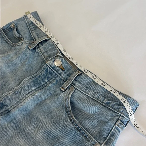 EVERLANE The Relaxed 90’s shorts button fly 5 pockets raw edge hem light blue 27 - Picture 12 of 16